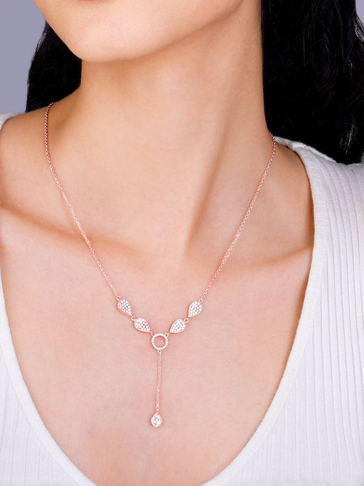 GIVA Sterling Silver Rose Gold Classic Lariat Necklace for Women & Girls