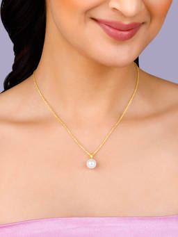 GIVA - Sterling Silver Golden Pearly Pendant With Link Chain for Women & Girls