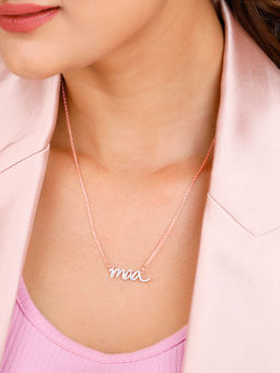 GIVA - Sterling Silver Rose Gold Maa Necklace for Women & Girls