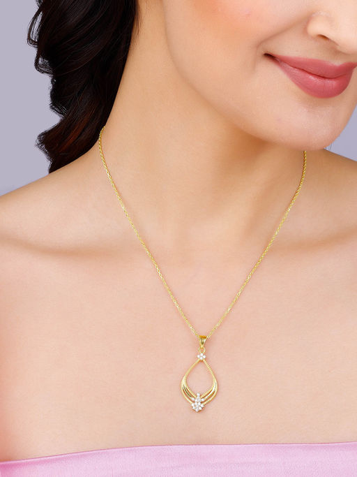 GIVA Sterling Silver Golden Princess Pendant With Link Chain for Women & Girls