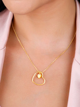 GIVA - Sterling Silver Golden Heart Necklace for Women & Girls