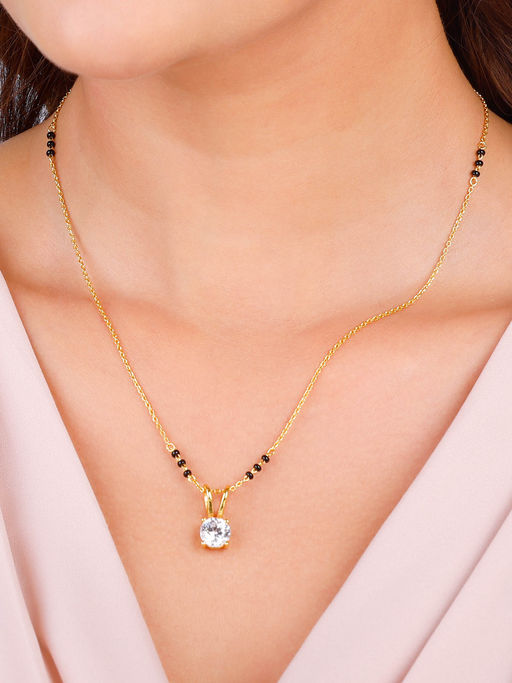 GIVA Sterling Silver Golden Forever Moments Mangalsutra Set for Women & Girls