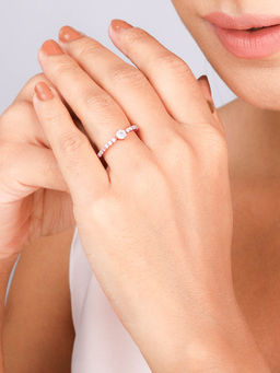 GIVA - Sterling Silver Rose Gold Aura Ring for Women & Girls