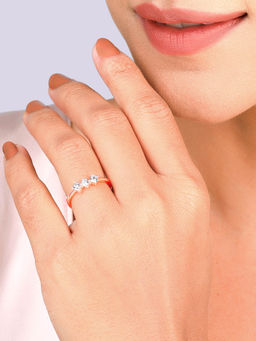 GIVA - Sterling Silver Rose Gold Trinity Ring for Women & Girls