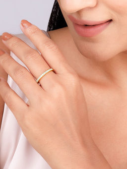 GIVA - Sterling Silver Golden Minimal Zirconia Ring for Women & Girls