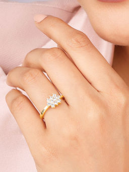 GIVA - Sterling Silver Golden Classic Gleam Ring for Women & Girls