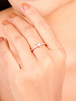 GIVA - Sterling Silver Rose Gold Love Bling Ring for Women & Girls