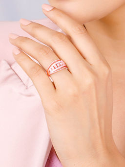 GIVA - Sterling Silver Rose Gold Zirconia Statement Ring for Women & Girls