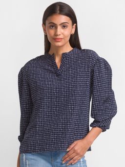 Globus - Navy Blue Checked Top
