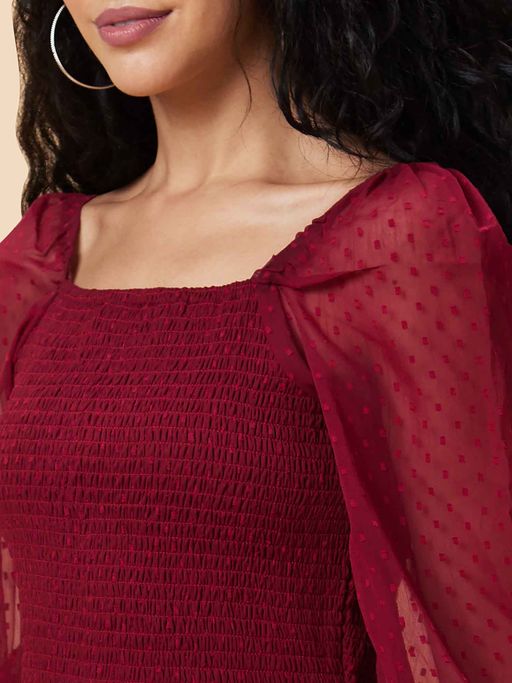 green emerald velvet dress Berrylush Women Solid Maroon Square Neck Tie-Up Caged Back Flared Maxi main image 0