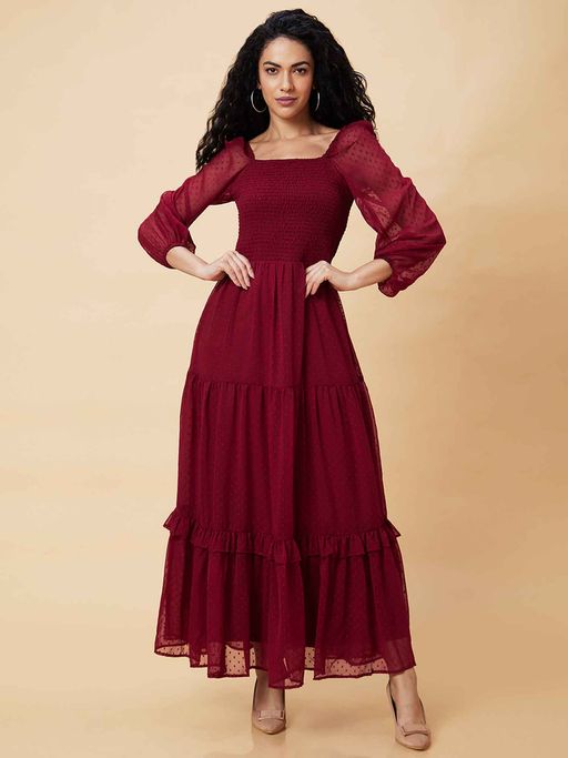 square neck fit and flare maxi dress in maroon Fit and Flare Square Neckline Burgundy Prom Dress – misaislestyle