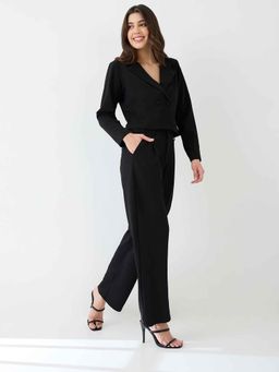 Globus - Women Black Solid Co-Ord (Set of 2)