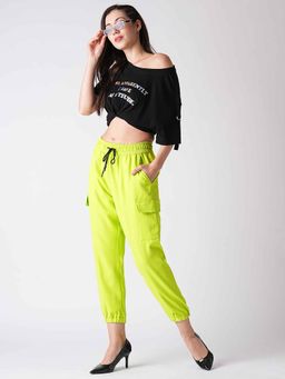 Globus - Green Solid Loose Fit Cargo Trousers