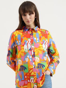 United Colors of Benetton - Regular Fit Spread Collar Printed Shirt - Multi-Color