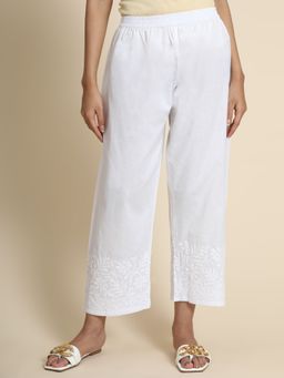 HOUSE OF KARI - Hok Chikankari White Cotton Pant
