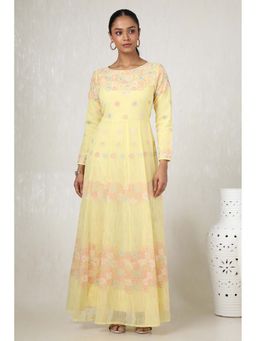 Soch - Women Yellow Embroidered Maxi Dress