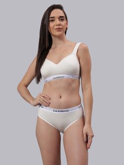 La Intimo - Plush Beauty Off White T-Shirt Bra with Panty