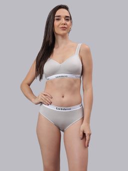 La Intimo - Plush Beauty Grey T-Shirt Bra with Panty