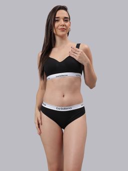 La Intimo - Beauty Bikini Black T-Shirt Bra With Panty