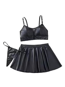 XIVIR - Women Black Top With Skirt & Panty