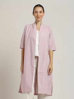 Saltpetre - Women Solid Pink High Neck Overlay