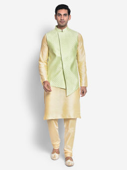 KISAH - Men Lime Green Kurta Jacket (Set of 3)
