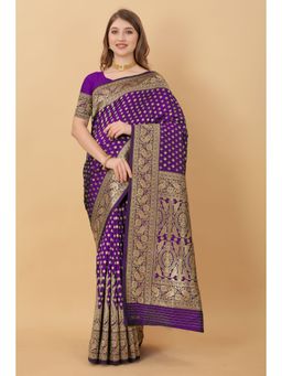 Yavira Silk - Purple Ethnic Silk Saree with Unstitched Blouse