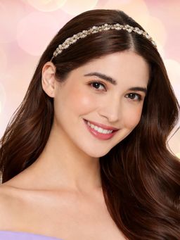 OOMPH - Gold Tone Kundan and Pearls Ethnic Jadau Hair Chain Hair Band