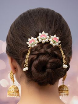 OOMPH - Meenakari Lotus Hair Bun Pin Stylish Latest