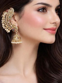 OOMPH - Multi-Color Peacock Design with Kemp Sear Cuff Earrings