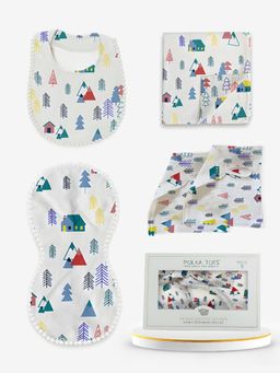 Polka Tots - Home Print Muslin Cotton Printed Clothing Gift Set (Newborn)