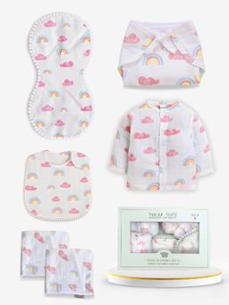 Polka Tots - Heart Print Muslin Cotton Printed Clothing Gift Set (Newborn)