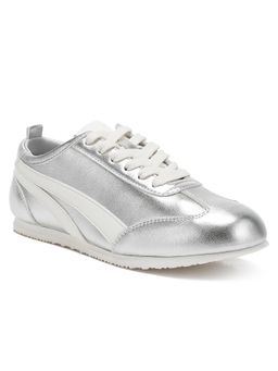 London Rag - Silver Faux Leather Lace-Up Sneakers