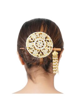 Auraa Trends - 22Kt Gold Plated Kundan Classic Juda Pin for Women