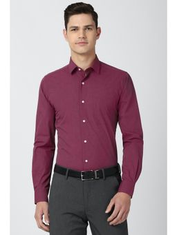 Peter England - Men Maroon Full Sleeves Formal Shirt