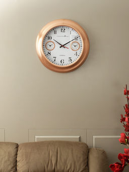 HomeTown - Urban Metal Modern Wall Clock in Copper Colour