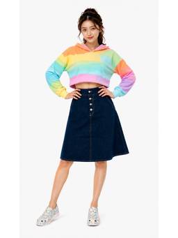 Tripursundari Fashion - Women's Navy Blue Denim Knee Length Skirt