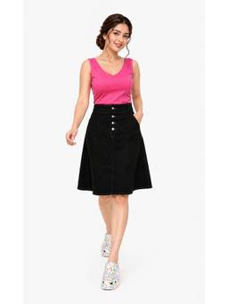Tripursundari Fashion - Women's Black Denim Knee Length Skirt
