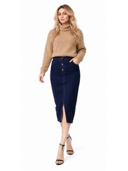 Tripursundari Fashion - Women's Navy Blue Denim Midi Skirt