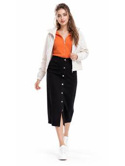 Tripursundari Fashion - Women's Black Denim Midi Skirt