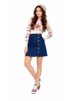 Tripursundari Fashion - Women's Navy Blue Denim Side Mini Skirt
