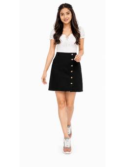 Tripursundari Fashion - Women's Black Denim Side Mini Skirt