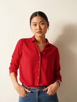 FABLE STREET - Collar Neck Red Shirt
