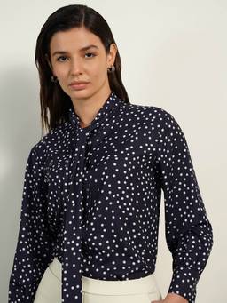 FABLE STREET - Polka Navy Blue Shirt
