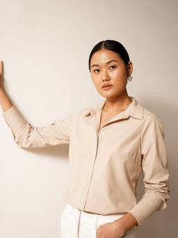 FABLE STREET - Striped Beige Shirt