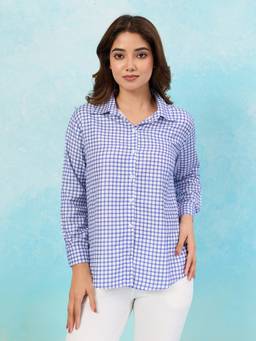 BFM - Blue Cotton Blend Striped Shirt