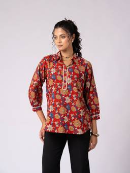 Zolo Label - Stylish Maroon Floral Printed Everyday Wear Shirt
