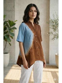 Zolo Label - Trendy Ombre Dyed Brown Shirt
