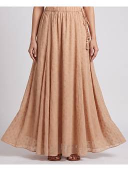 Zuri - Peach Embroidered Maxi Skirt