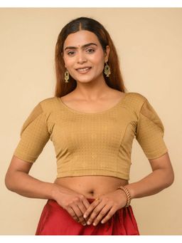 BINDIGASM'S ADVI - Gold Metallic Dobby Buti Organza Puff Sleeve Stitched Blouse